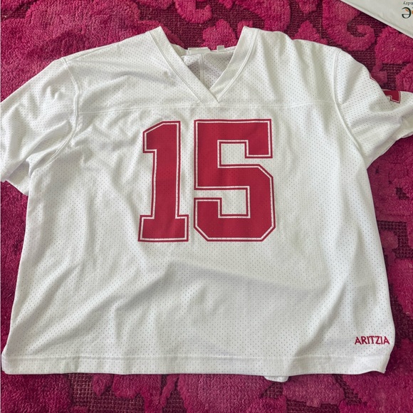 Aritzia Tops - Aritzia Endgame jersey in white and red